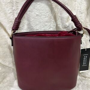 Vegan Leather Burgundy Shoulder Bag – Structured Top-Handle Purse